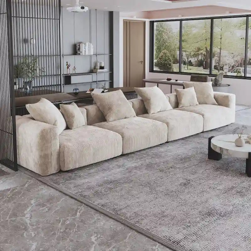 4-Seat Modular Corduroy Sectional Sofa Free Combination