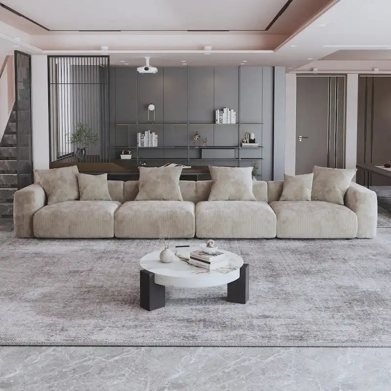 4-Seat Modular Corduroy Sectional Sofa Free Combination