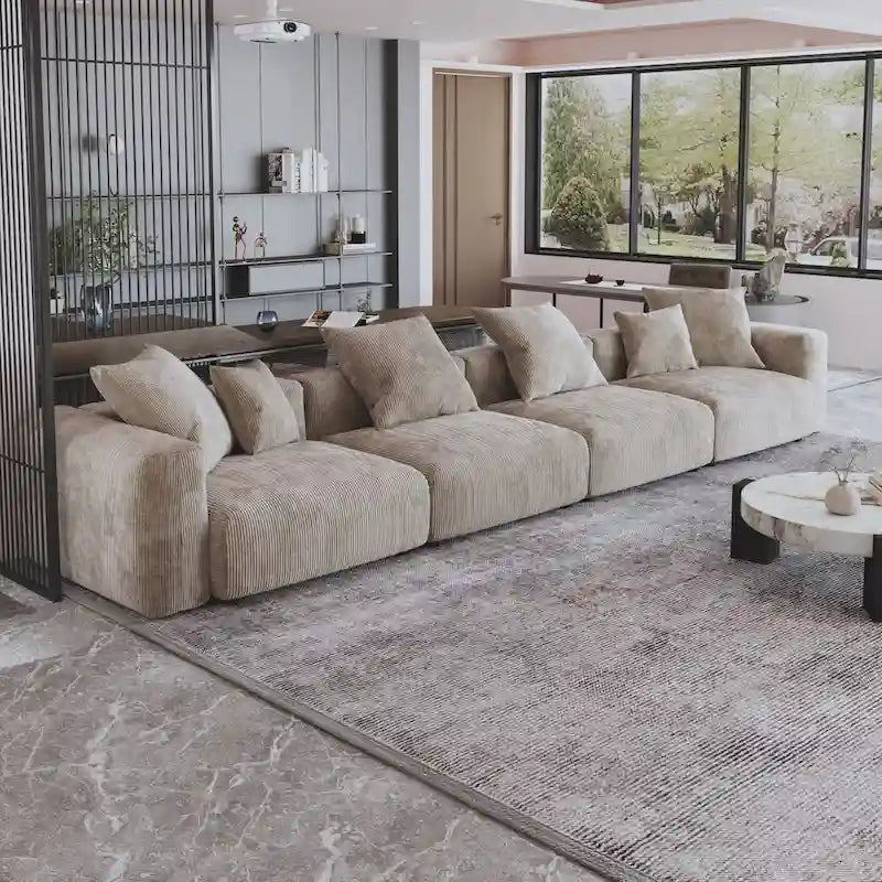 4-Seat Modular Corduroy Sectional Sofa Free Combination