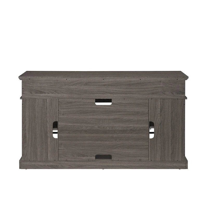 58 Inch Dark Walnut TV Stand with Glass Doors and Cable Management for 65 Inch TV