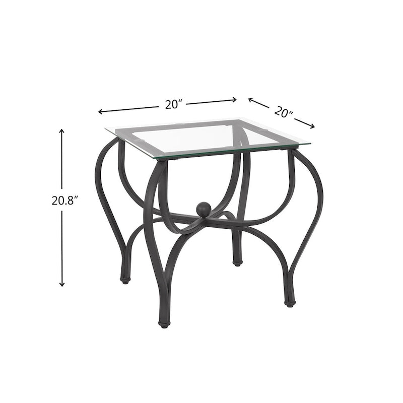 3-Piece Tempered Glass Coffee Table Set with Rustic Metal Frame