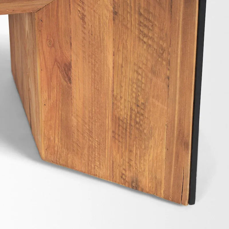 Recycled Pine and Black Oak Waterfall Coffee Table 53x30x18 Inch