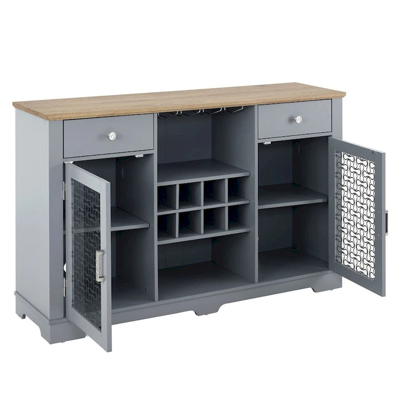 Farmhouse Buffet Sideboard Cabinet with Drawers Glass Doors and Wine Storage