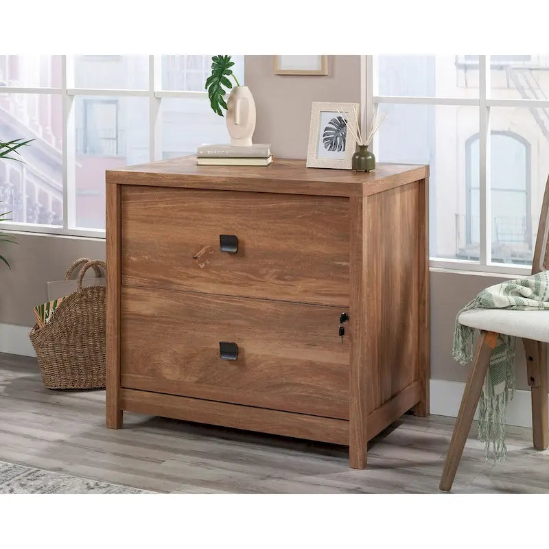 2-Drawer Lateral File Cabinet with Herringbone Top in Sindoori Mango