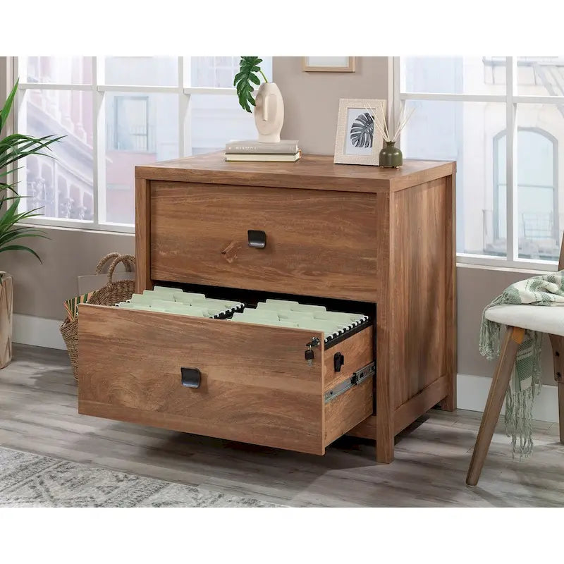 2-Drawer Lateral File Cabinet with Herringbone Top in Sindoori Mango