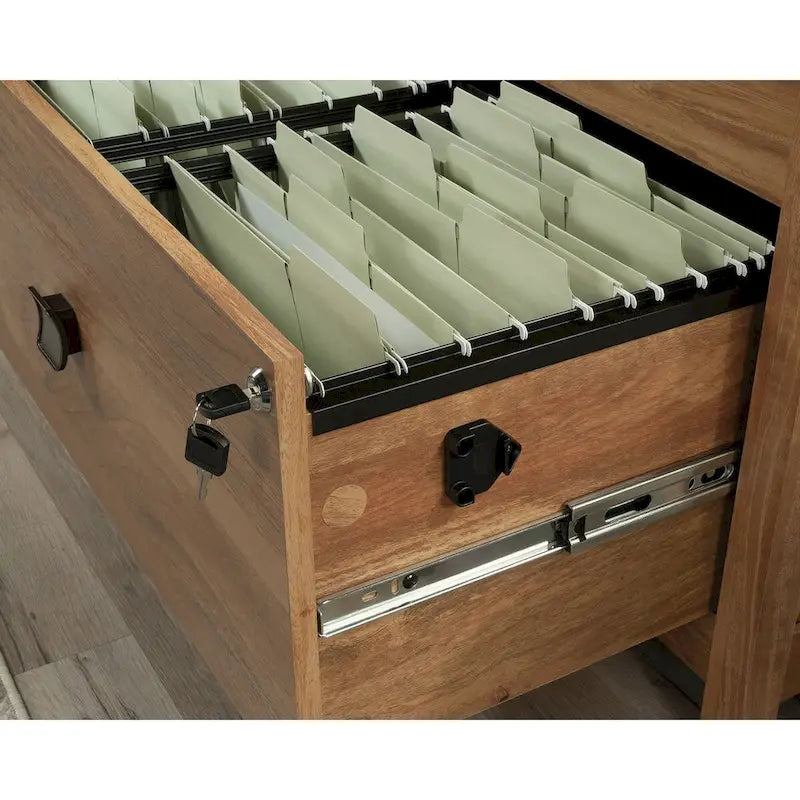 2-Drawer Lateral File Cabinet with Herringbone Top in Sindoori Mango