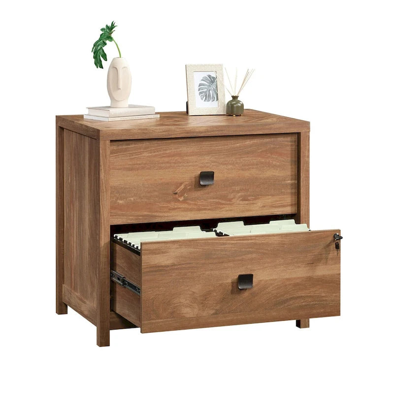2-Drawer Lateral File Cabinet with Herringbone Top in Sindoori Mango