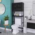 Over-Toilet Bamboo Bathroom Storage Cabinet with Adjustable Shelves 25x69 Inch