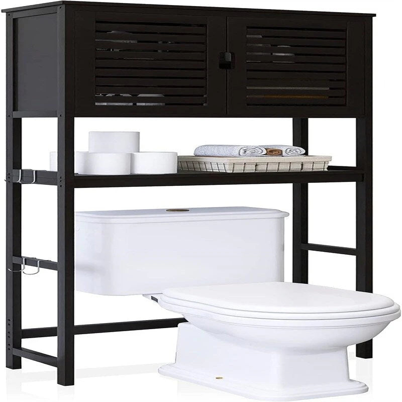 Over-Toilet Bamboo Bathroom Storage Cabinet with Adjustable Shelves 25x69 Inch