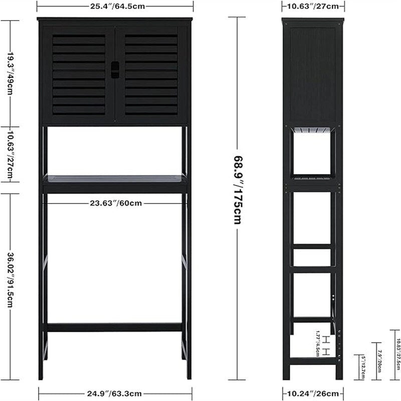 Over-Toilet Bamboo Bathroom Storage Cabinet with Adjustable Shelves 25x69 Inch