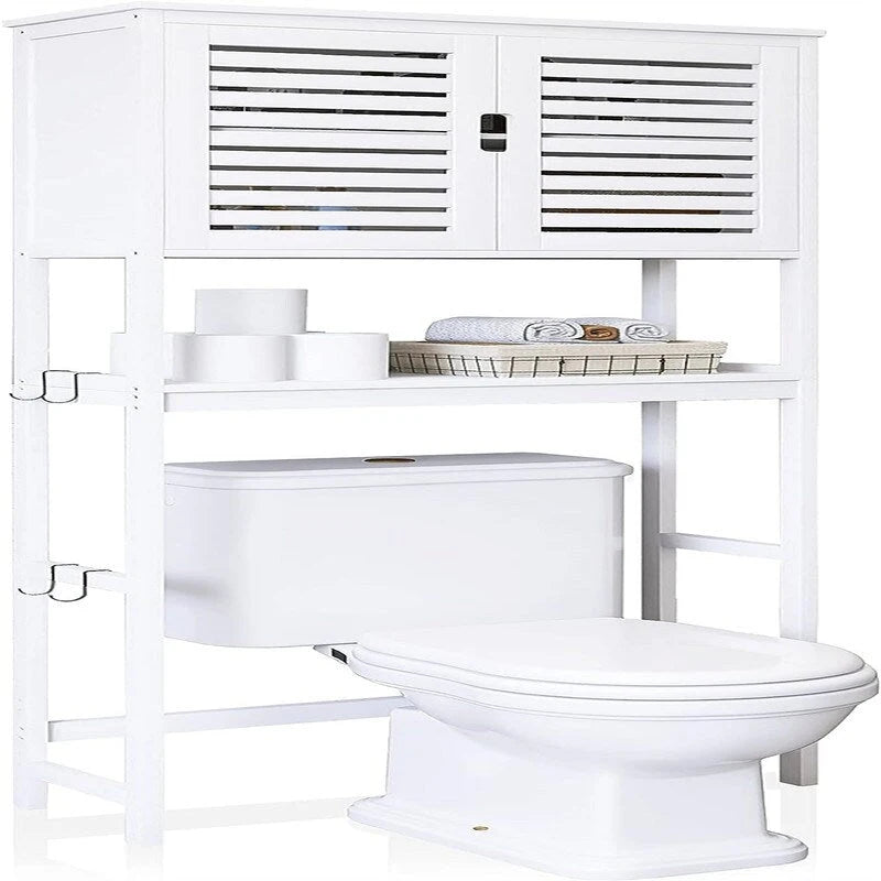 Over-Toilet Bamboo Bathroom Storage Cabinet with Adjustable Shelves 25x69 Inch