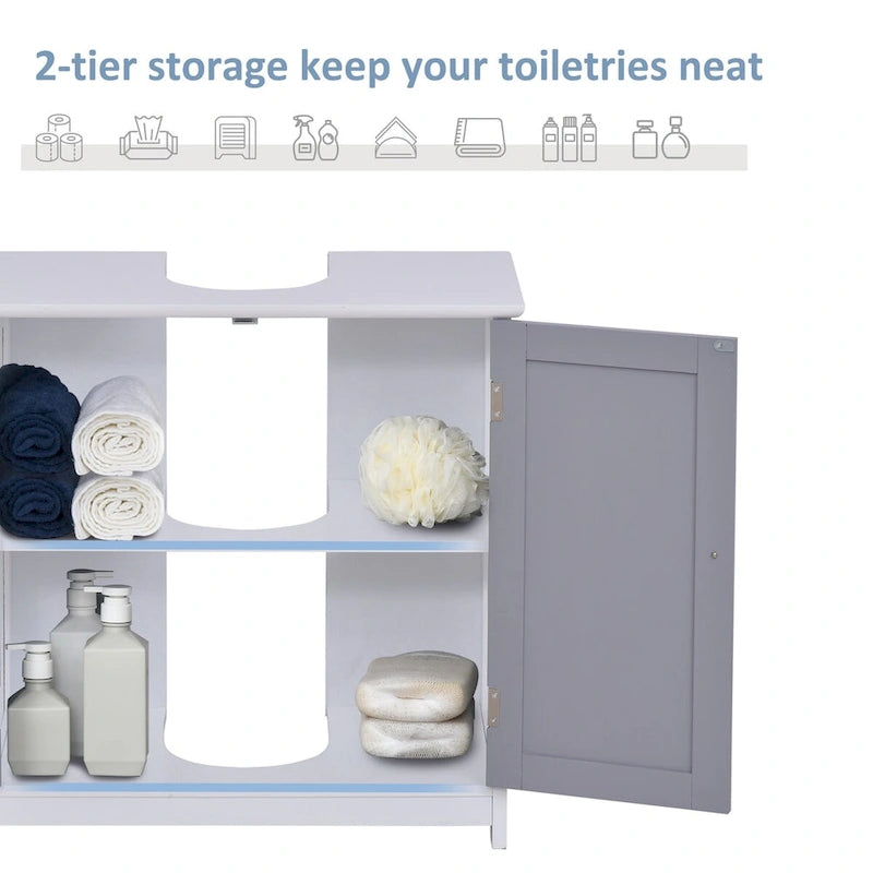 Under-Sink Bathroom Cabinet with U-Shape Cutout and Adjustable Shelf 23.5 Inch