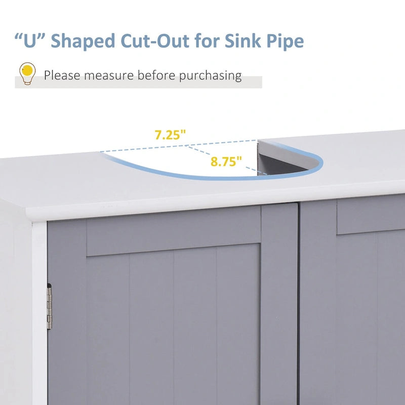 Under-Sink Bathroom Cabinet with U-Shape Cutout and Adjustable Shelf 23.5 Inch