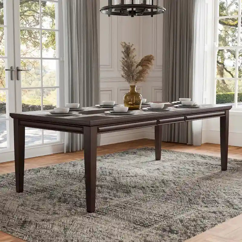 Extendable Dining Table 72 to 90 Inch with 18-Inch Leaf Oak Veneer