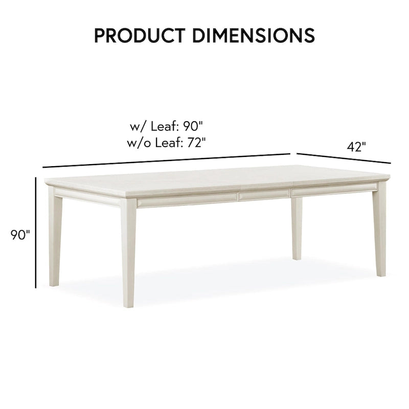 Extendable Dining Table 72 to 90 Inch with 18-Inch Leaf Oak Veneer