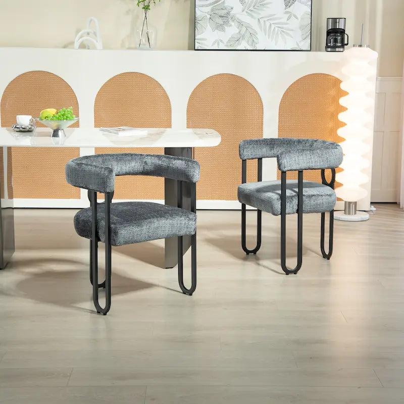 Upholstered Accent Dining Chair with Round Back Set of 2