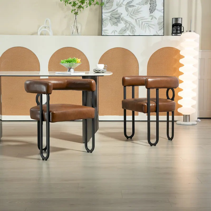 Upholstered Accent Dining Chair with Round Back Set of 2