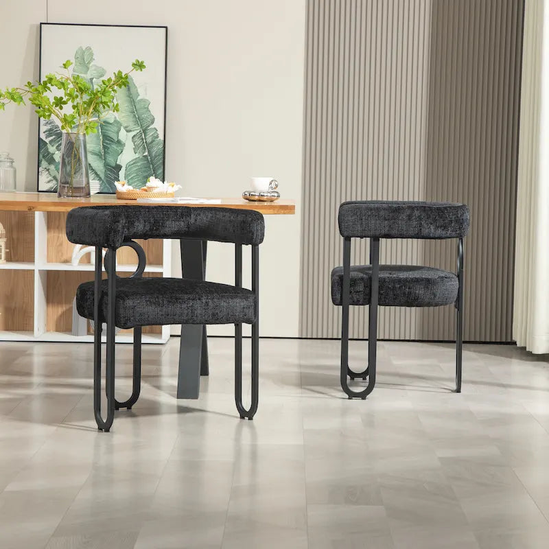 Upholstered Accent Dining Chair with Round Back Set of 2