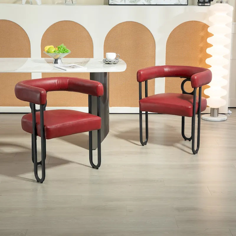 Upholstered Accent Dining Chair with Round Back Set of 2
