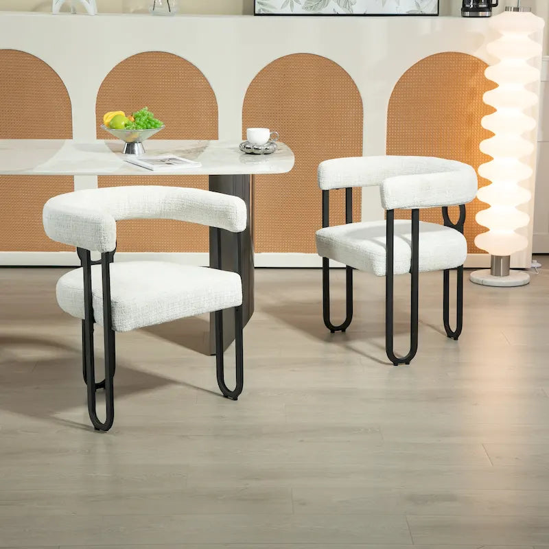 Upholstered Accent Dining Chair with Round Back Set of 2
