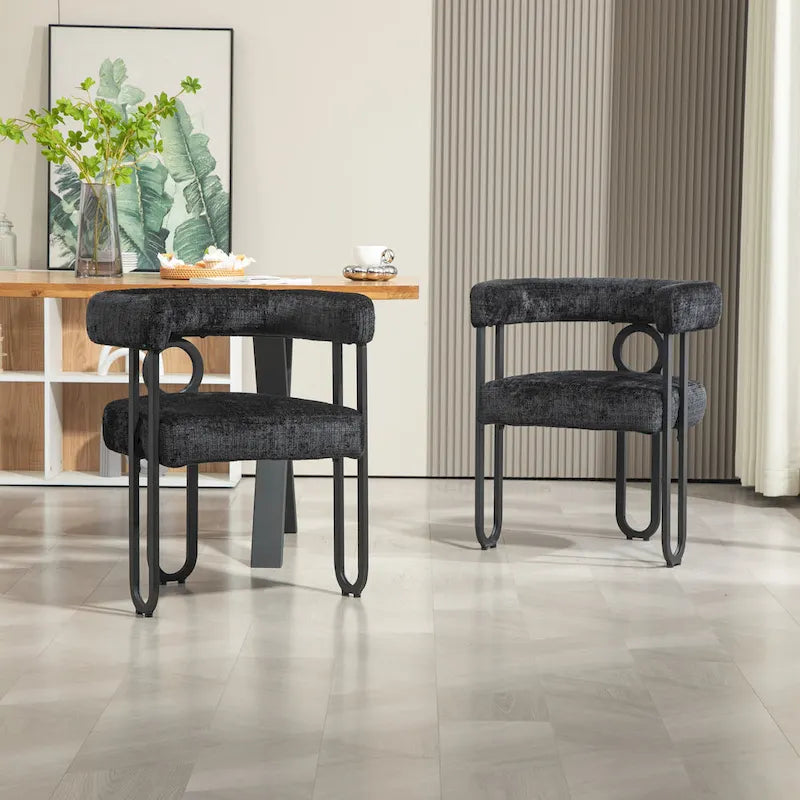 Upholstered Accent Dining Chair with Round Back Set of 2