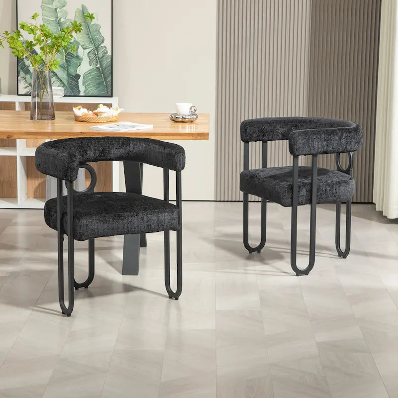 Upholstered Accent Dining Chair with Round Back Set of 2
