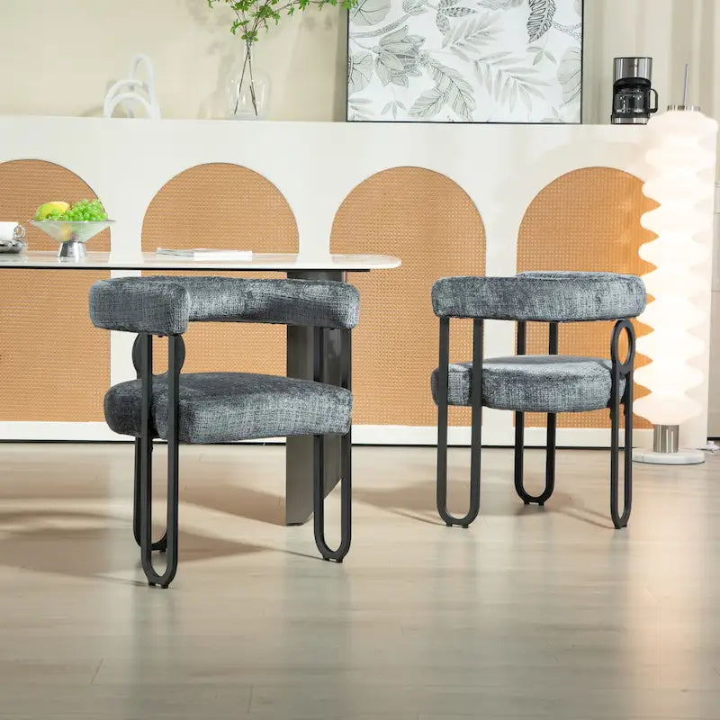 Upholstered Accent Dining Chair with Round Back Set of 2