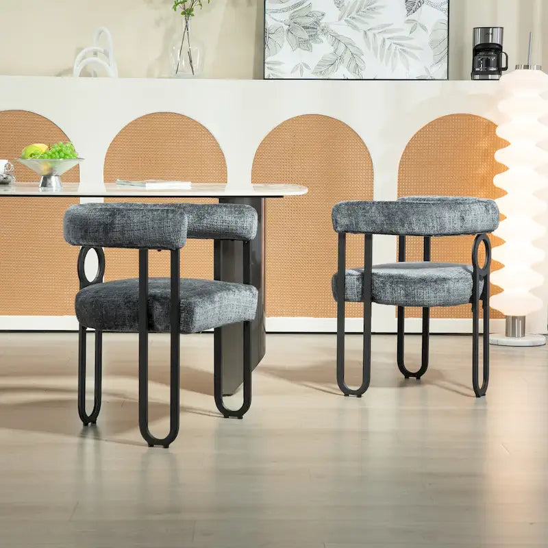 Upholstered Accent Dining Chair with Round Back Set of 2