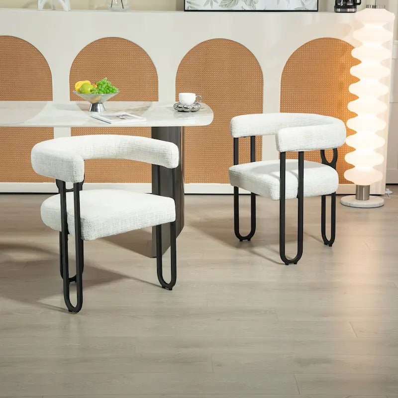 Upholstered Accent Dining Chair with Round Back Set of 2