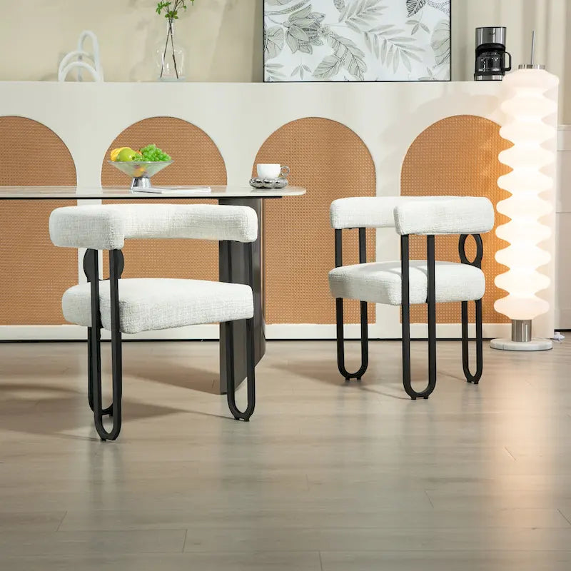 Upholstered Accent Dining Chair with Round Back Set of 2