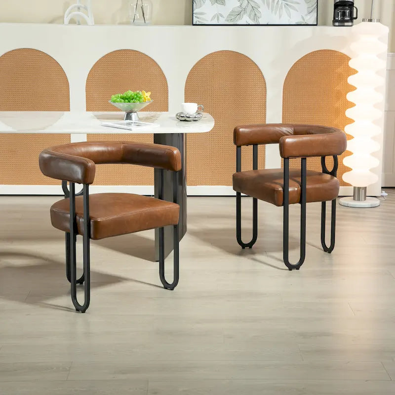 Upholstered Accent Dining Chair with Round Back Set of 2