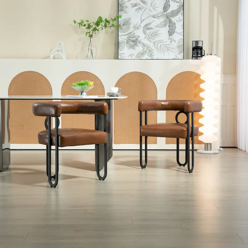 Upholstered Accent Dining Chair with Round Back Set of 2