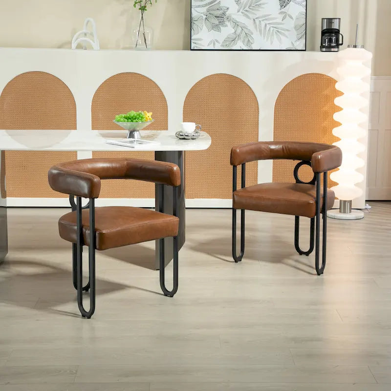 Upholstered Accent Dining Chair with Round Back Set of 2
