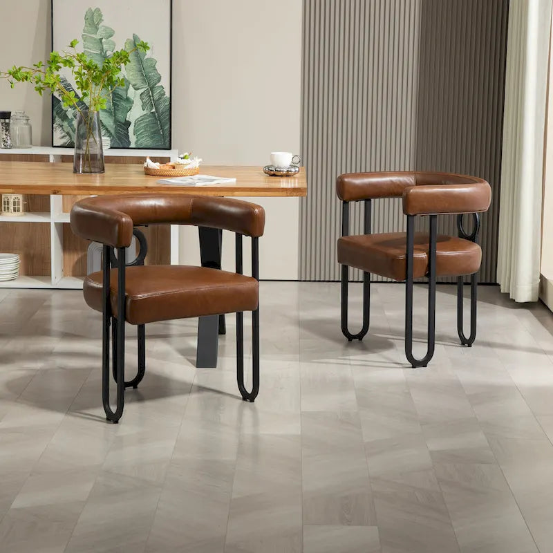 Upholstered Accent Dining Chair with Round Back Set of 2