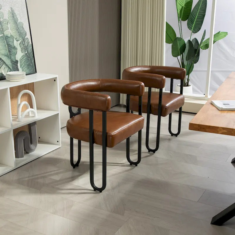 Upholstered Accent Dining Chair with Round Back Set of 2