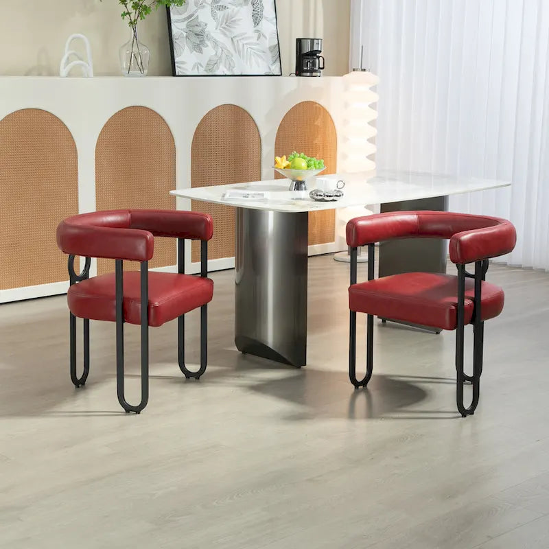 Upholstered Accent Dining Chair with Round Back Set of 2
