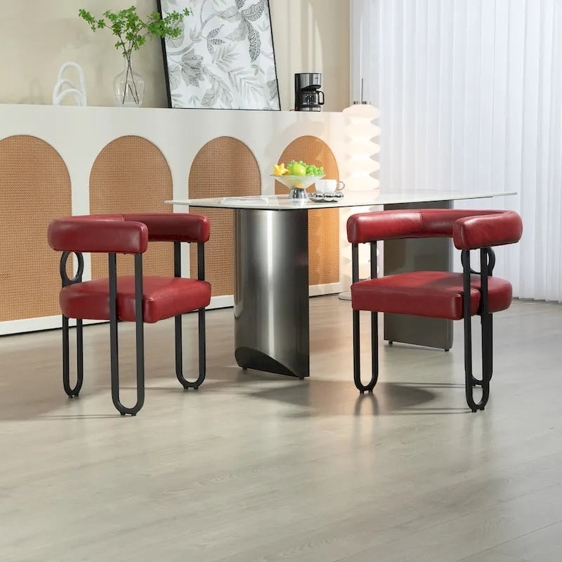Upholstered Accent Dining Chair with Round Back Set of 2