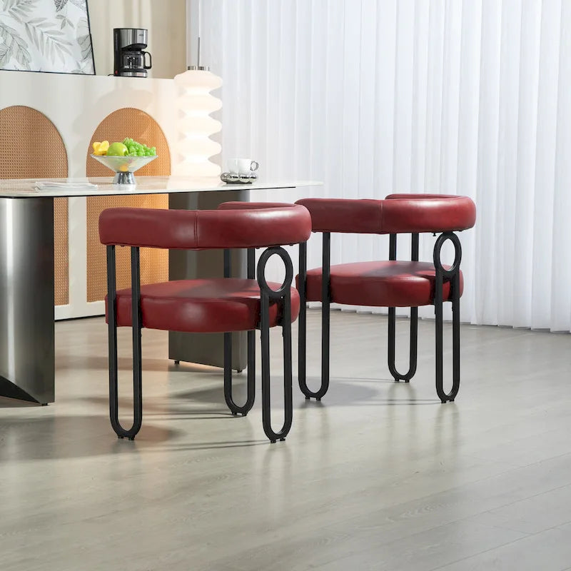 Upholstered Accent Dining Chair with Round Back Set of 2