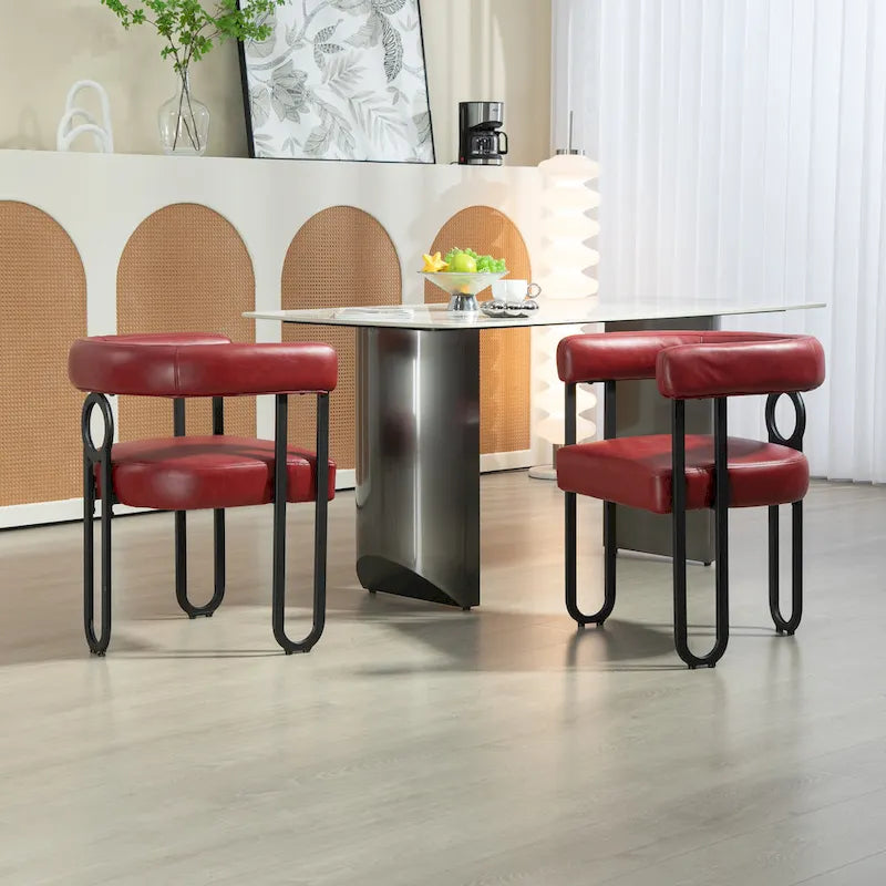 Upholstered Accent Dining Chair with Round Back Set of 2
