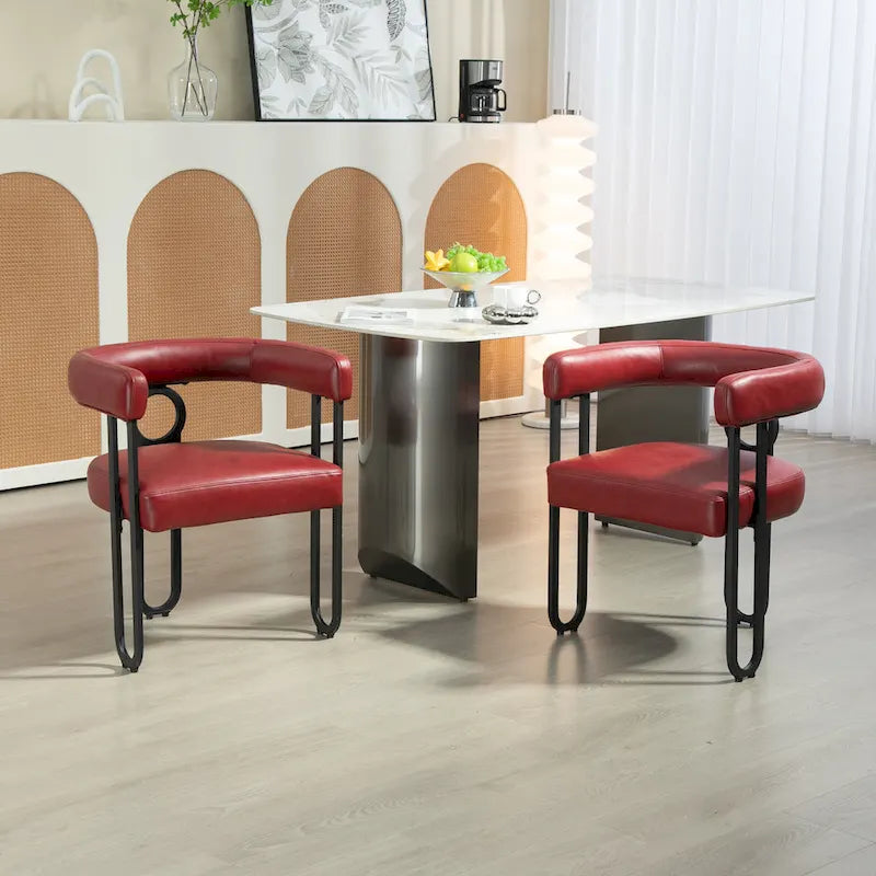 Upholstered Accent Dining Chair with Round Back Set of 2