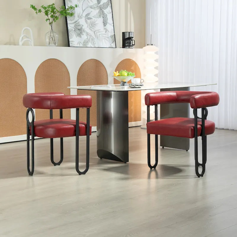 Upholstered Accent Dining Chair with Round Back Set of 2