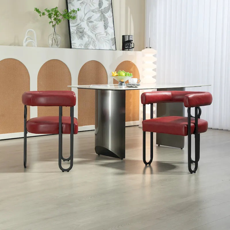 Upholstered Accent Dining Chair with Round Back Set of 2
