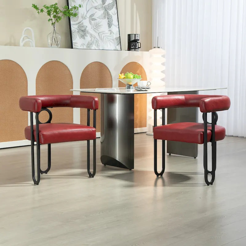 Upholstered Accent Dining Chair with Round Back Set of 2