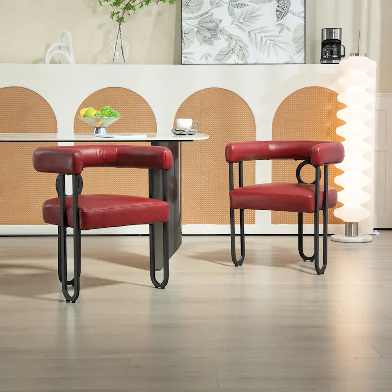 Upholstered Accent Dining Chair with Round Back Set of 2