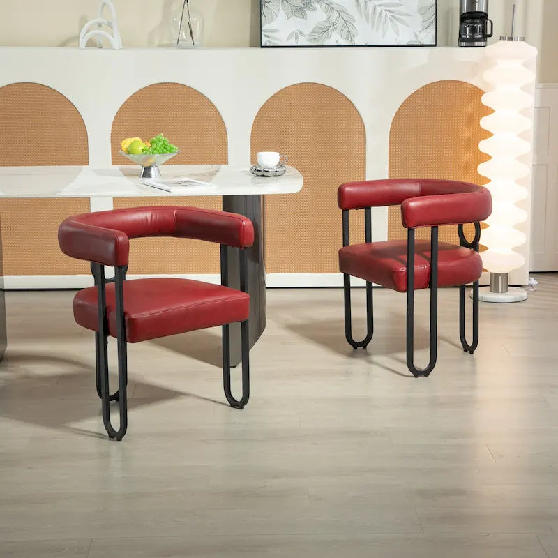 Upholstered Accent Dining Chair with Round Back Set of 2