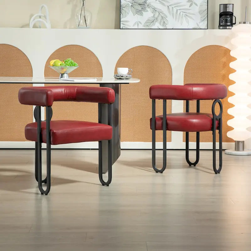 Upholstered Accent Dining Chair with Round Back Set of 2