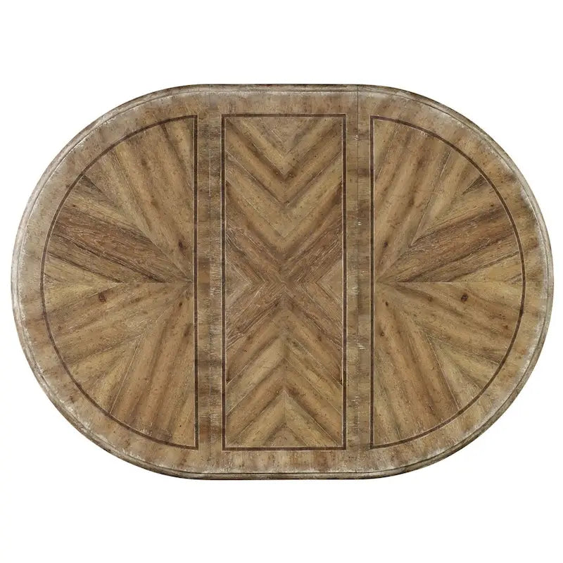 54 Inch Round Farmhouse Dining Table with Scallop Fretwork Extends to 74 Inch